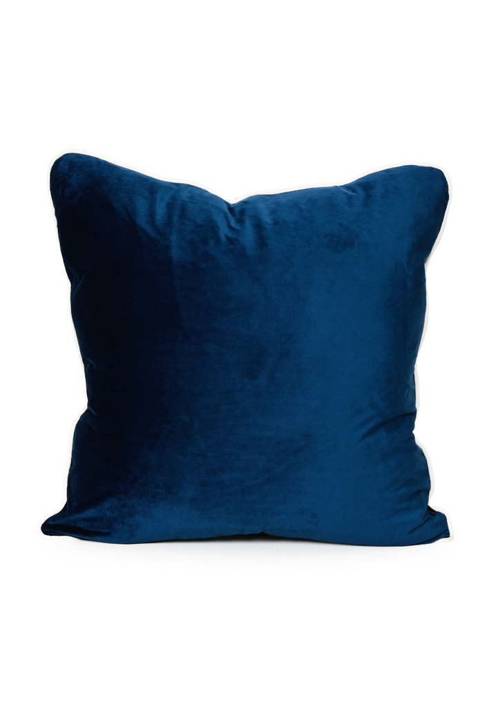 Coco Piped Cushion - French Navy (Ivory Piping)