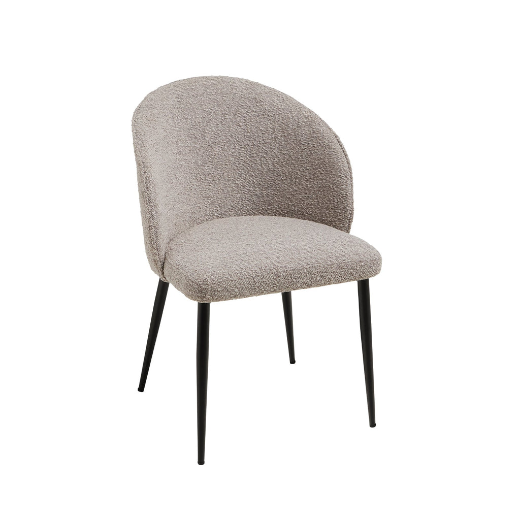 Wheat Boucle and black metal base dining chair