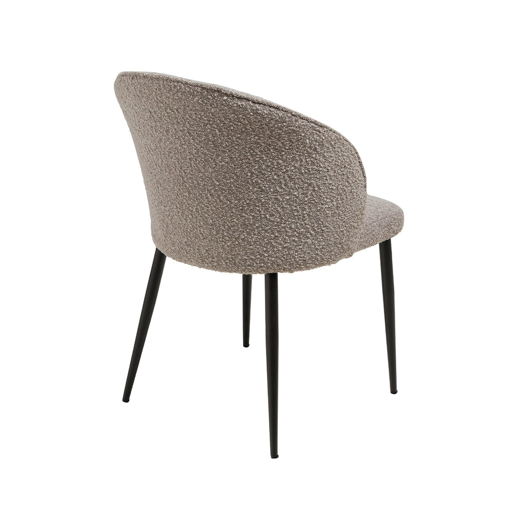 Wheat Boucle and black metal base dining chair