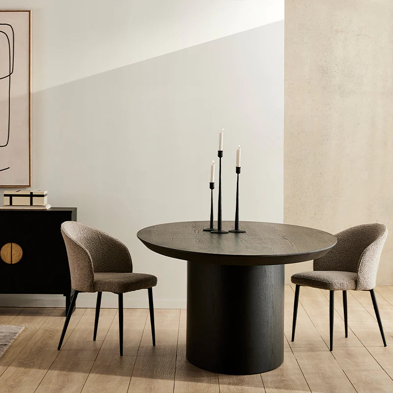 Contemporary oval top and base black wood dining table