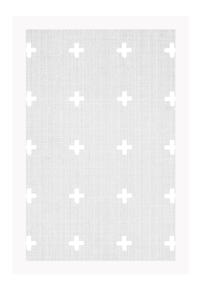 Scandi print with grey background and white evenly spaced crossed textured paper minimal style