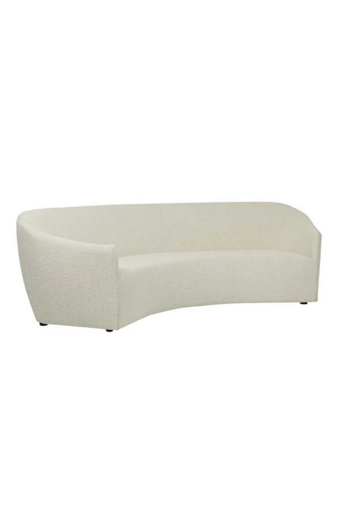 Simple minimalistic white boucle sofa