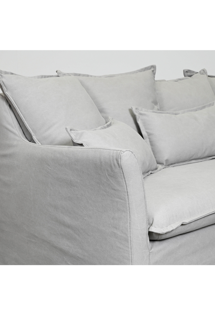 Pebble grey linen sofa with cushions included