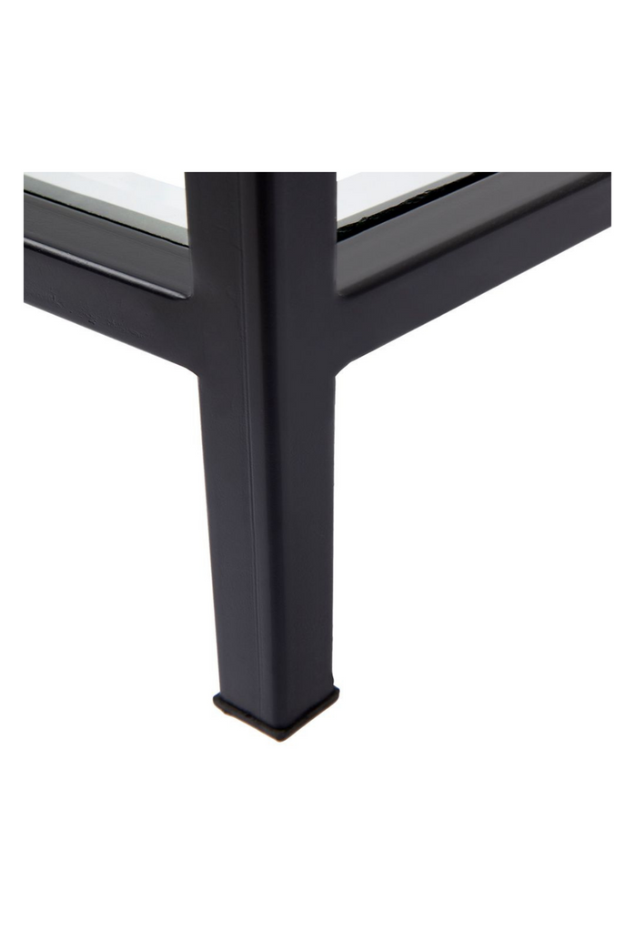 Modern square black frame side table qith glass top