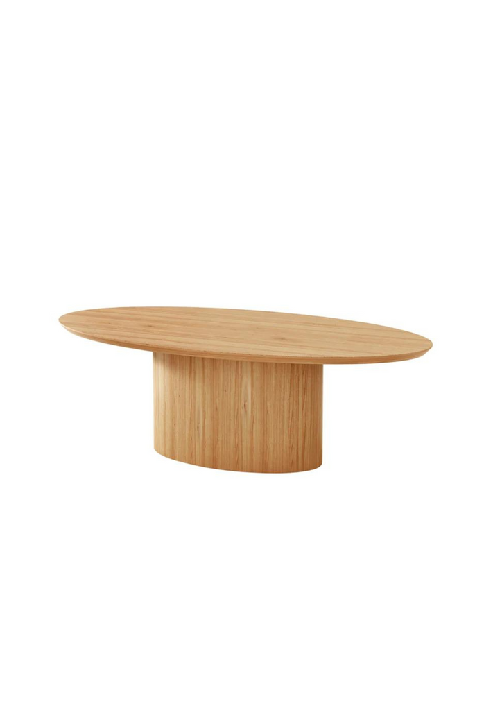 Contemporary oval top and base wood dining table