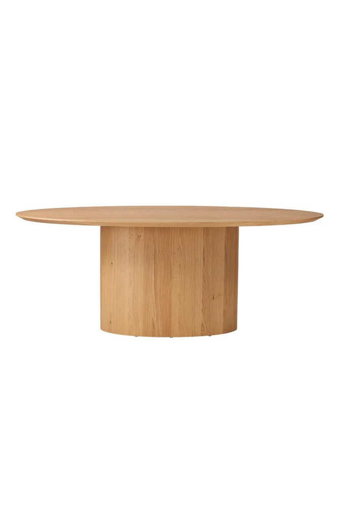 Contemporary oval top and base wood dining table