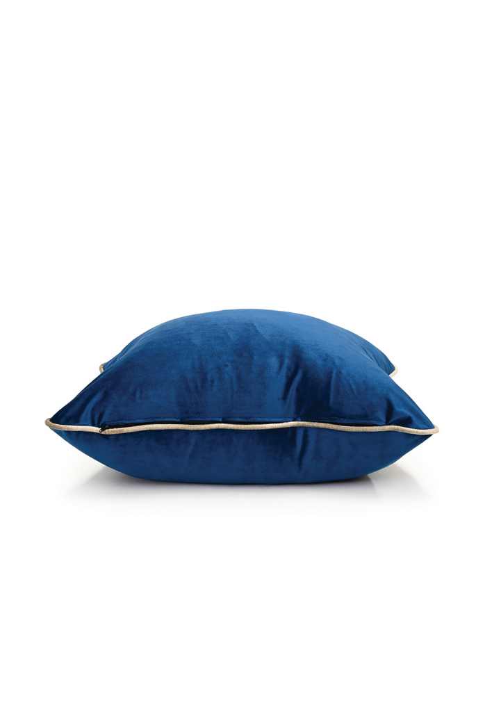 Coco Piped Cushion - French Navy (Gold Piping)