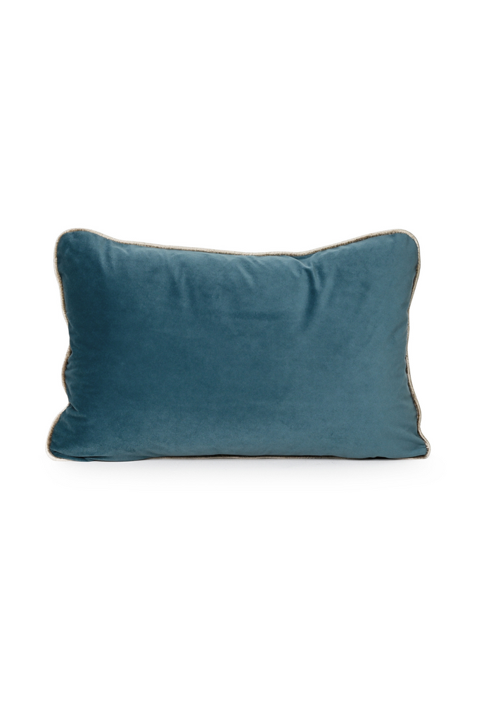 Coco Piped Cushion - Steel Blue (Gold Piping)
