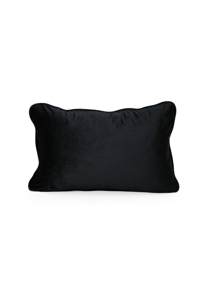 Coco Piped Cushion - Black Self Piped