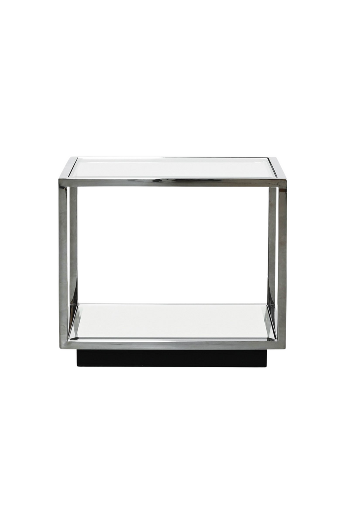 Modern silver and mirrored side table