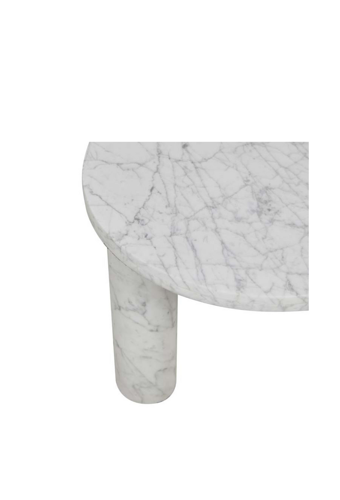 Contemporary moder white marble 3 leg side table