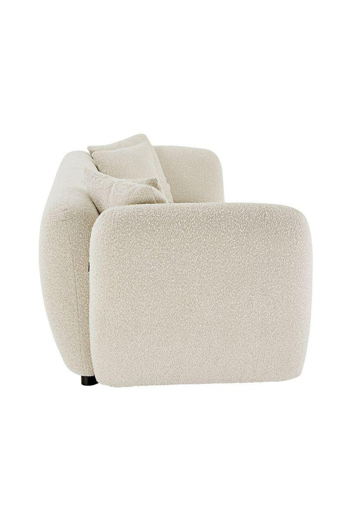 Luxurious Chunky 3 Seater Sofa in Cream Boucle with Three Generous Seat Cushions and Four Matching Throw Cuhsions