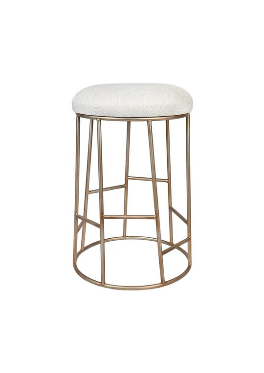 Ross Brass Kitchen Stool - Natural Linen