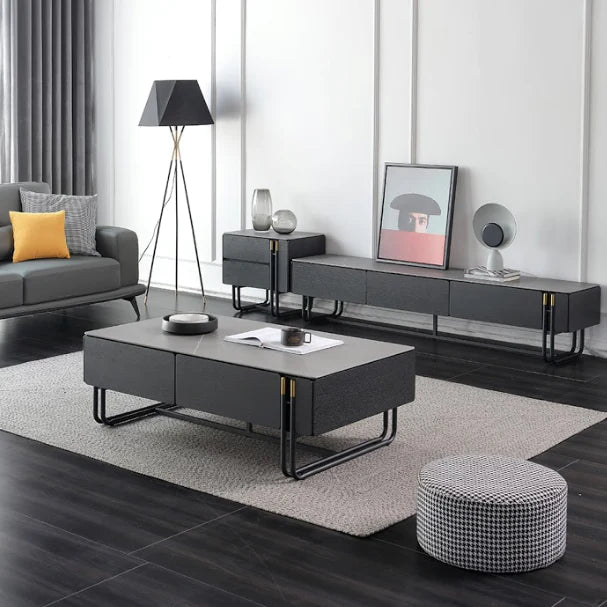 Eli Entertainment TV Unit-200cm Ceramic Top/ Smoke Ash Dark Brown