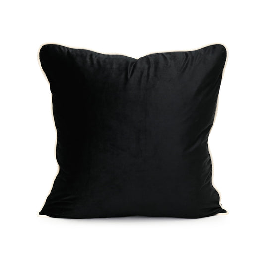 Coco Piped Cushion - Black (White Piping)