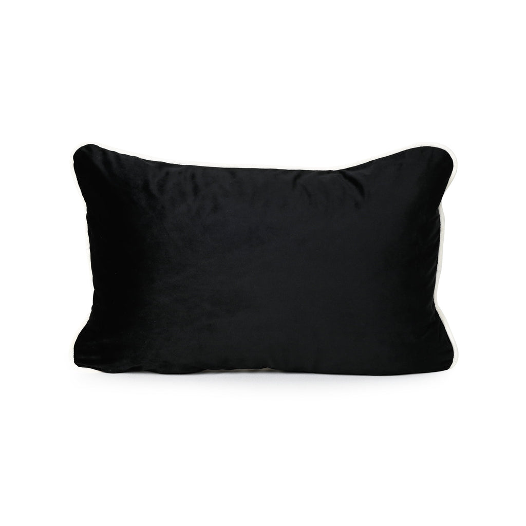 Coco Piped Cushion - Black (White Piping)