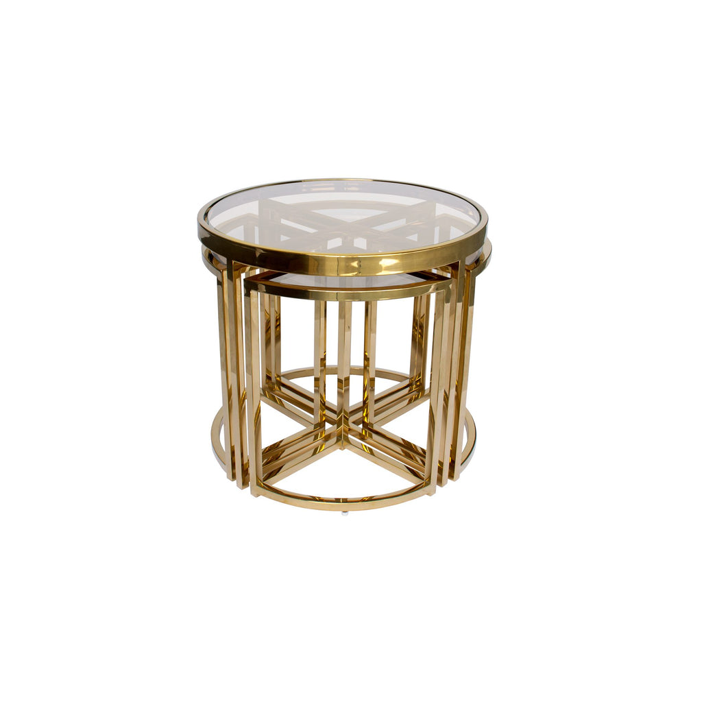 Gold Perry Nesting Side Table – Clear Glass