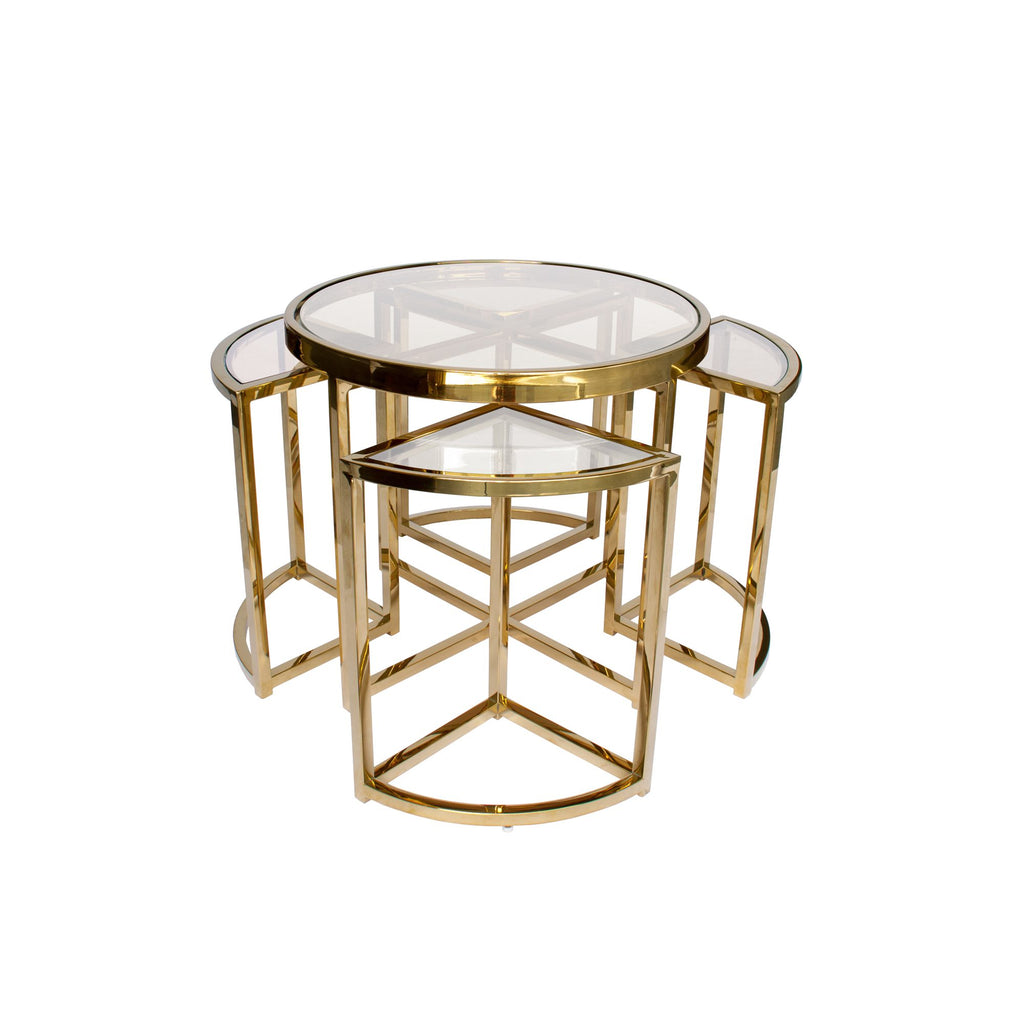 Gold Perry Nesting Side Table – Clear Glass