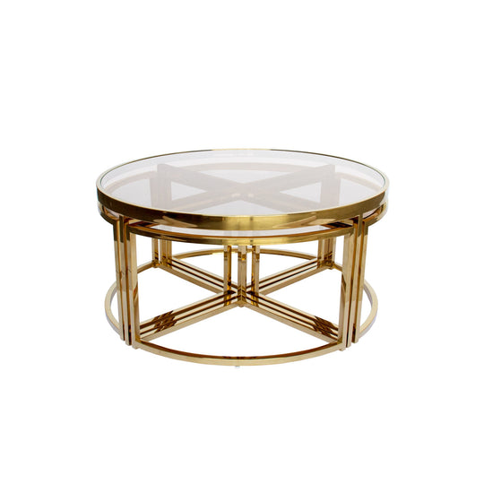 Gold Perry Nesting Coffee Table – Clear Glass
