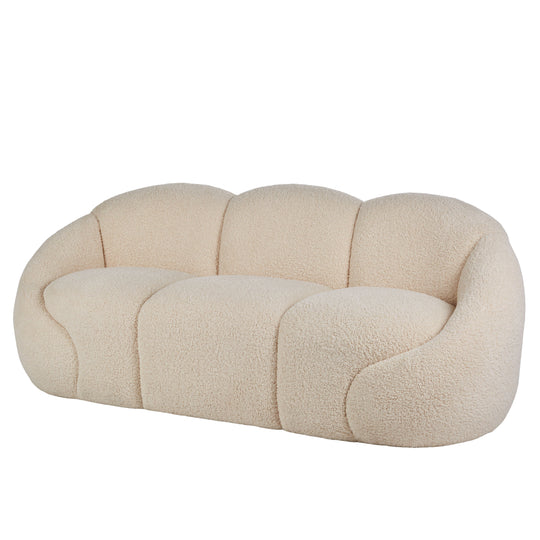 Foe Teddy Bear Curved 3 Seater Sofa Off White
