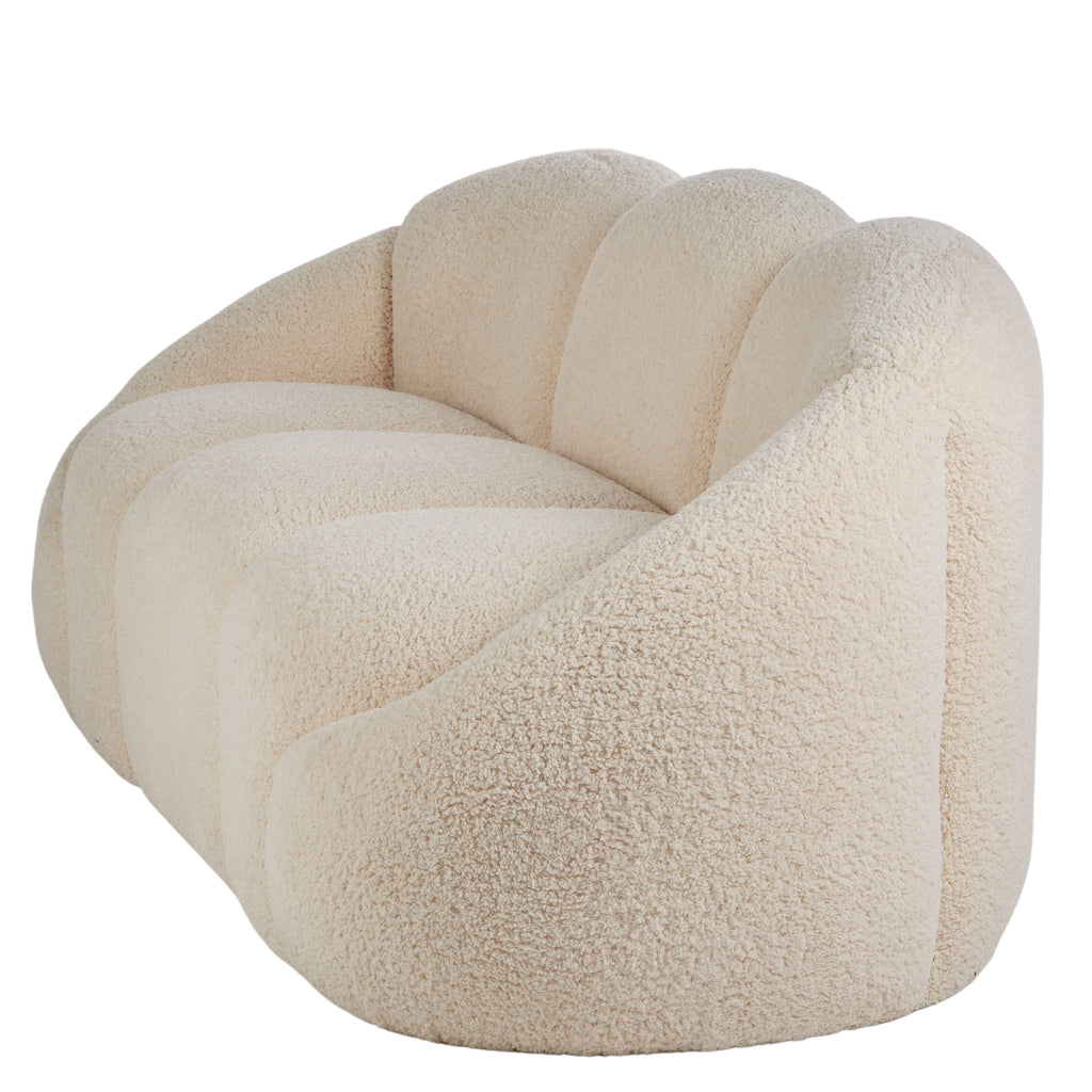 Foe Teddy Bear Curved 3 Seater Sofa Off White
