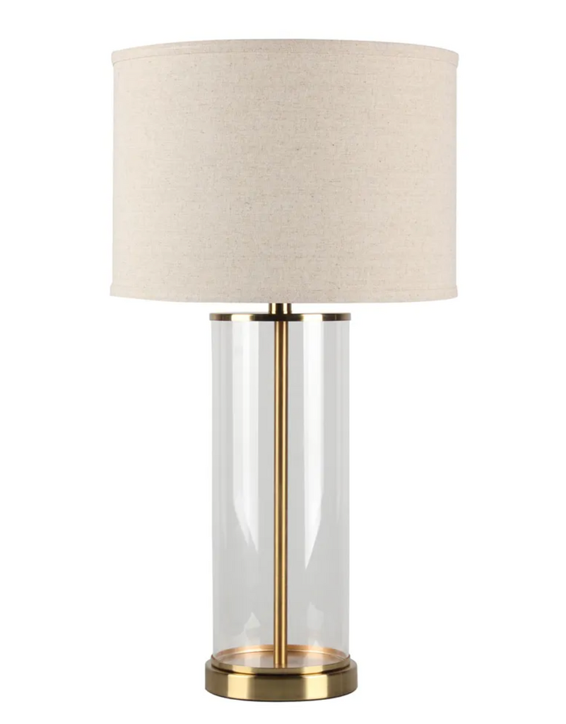 Leftie Table Lamp - Brass Natural Shade