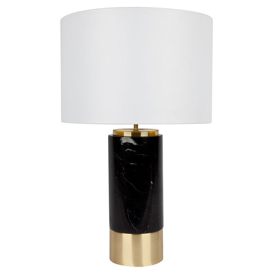 Pazra Marble Table Lamp - Black w White Shade