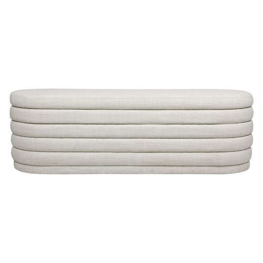 Delva Storage Bench Ottoman - Off White Linen
