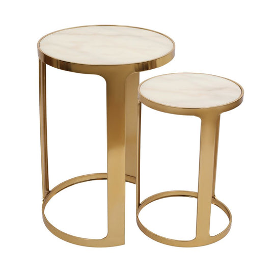 Ismira Marble Nesting Side Tables - Gold