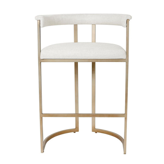 Dilo Kitchen Stool with Upholstered Arms - Natural Linen