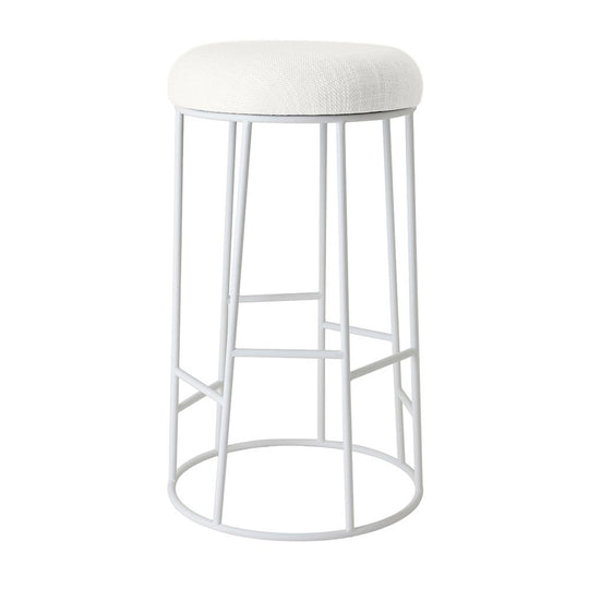 Ailen White Steel Bar Stool - Natural Linen