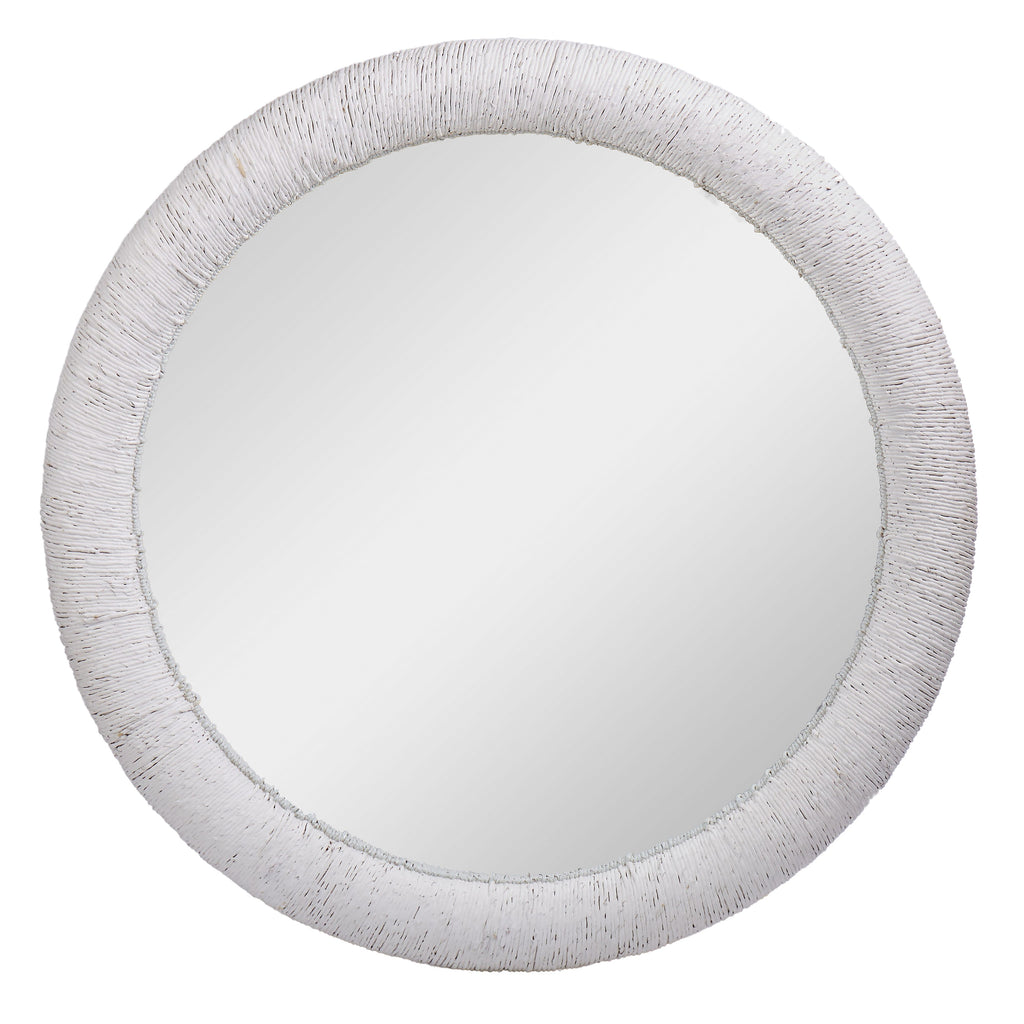 Round Rope Effect Mirror - White