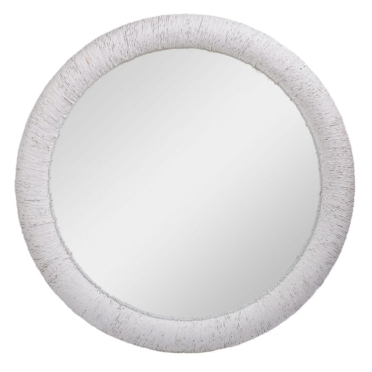 Round Rope Effect Mirror - White