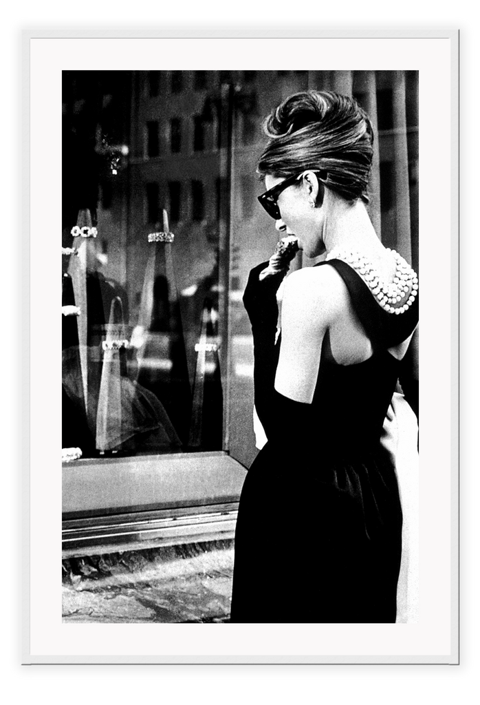Audrey Hepburn iconic model celebrity black and white cigarette photography fashion print 