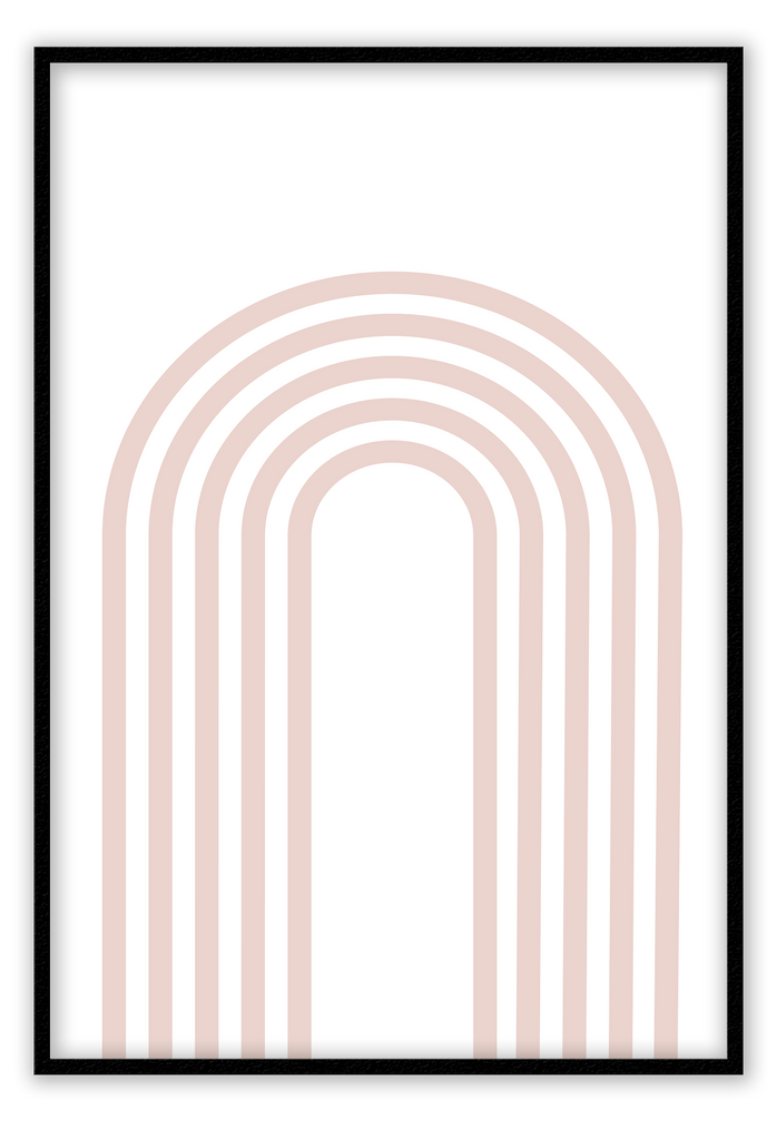 Abstract minimal scandi pink and white background symmetrical lines forming archway