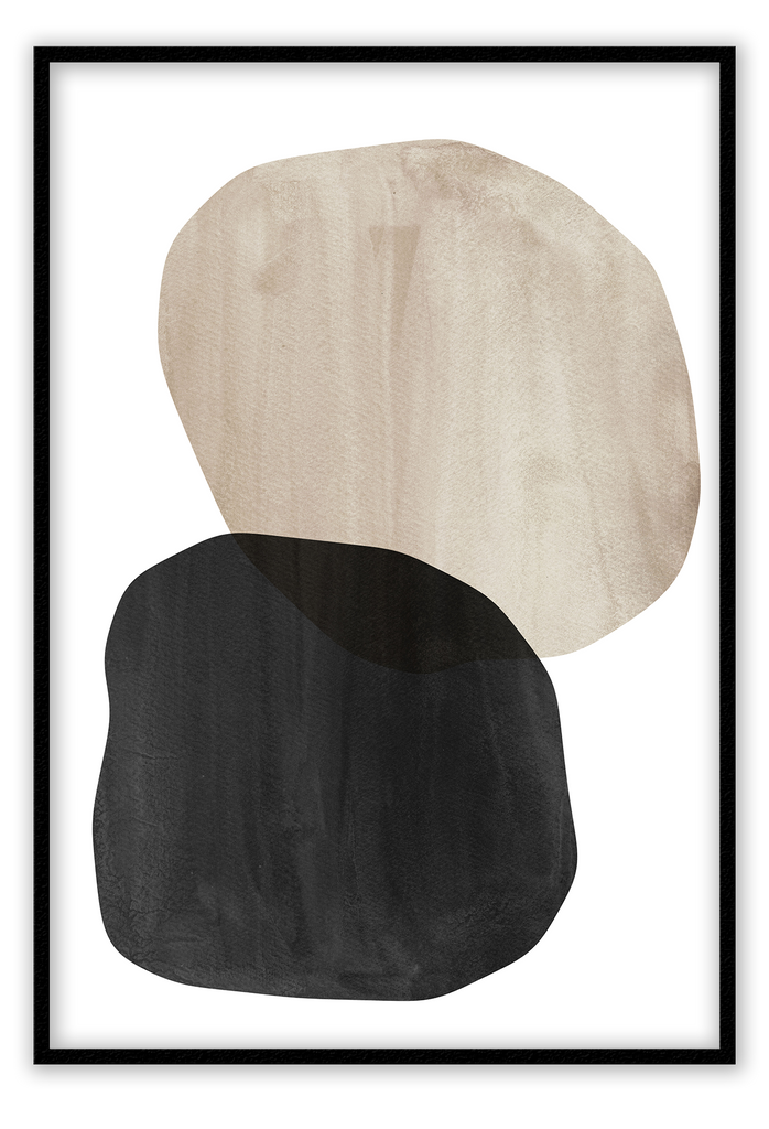 Minimal print abstract shapes circle beige tan and black colour texture watercolour 