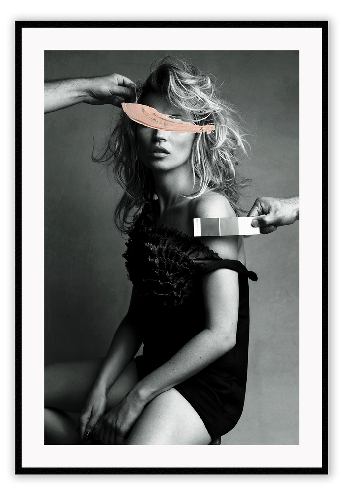 Celebrity iconic pink black and white photo shoot woman fashion print portrait 
