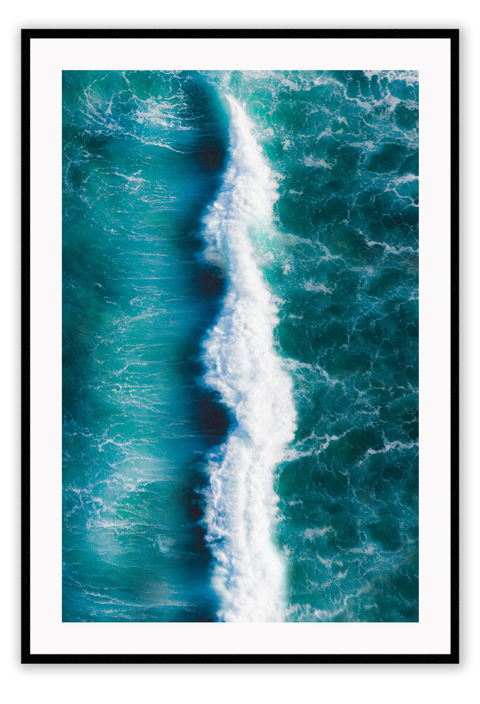 Ocean portrait print blue sea waves white wash minimal coast natural 