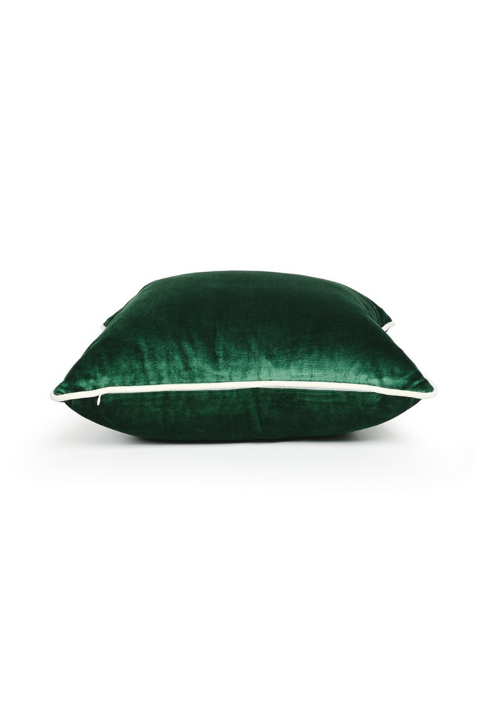 Gilda Cushion Ivy Green - White Piping