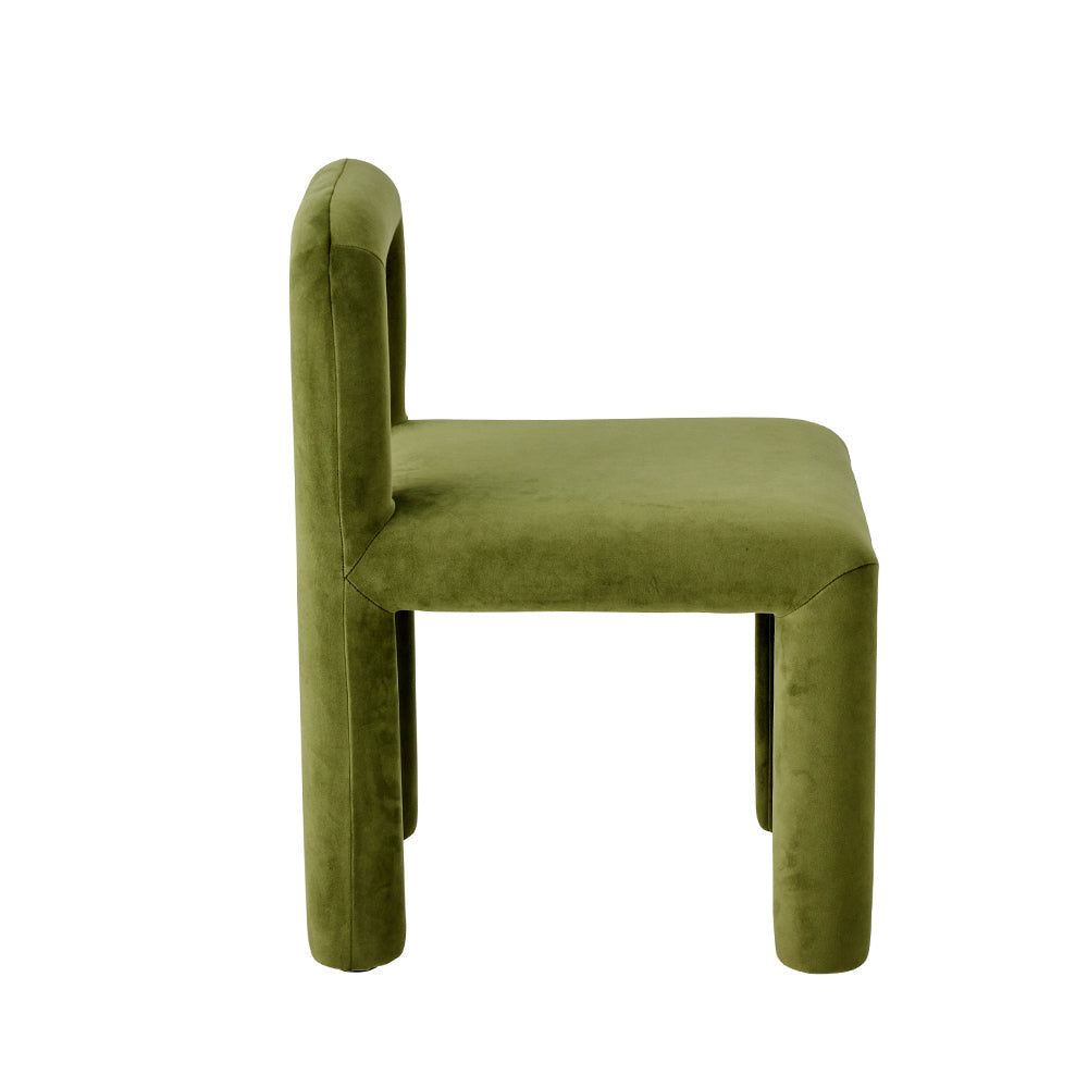 Olive velvet minimalist modern dining chair