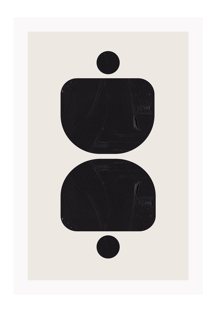 Geometric print minimal modern black shapes symmetry on beige background portrait 