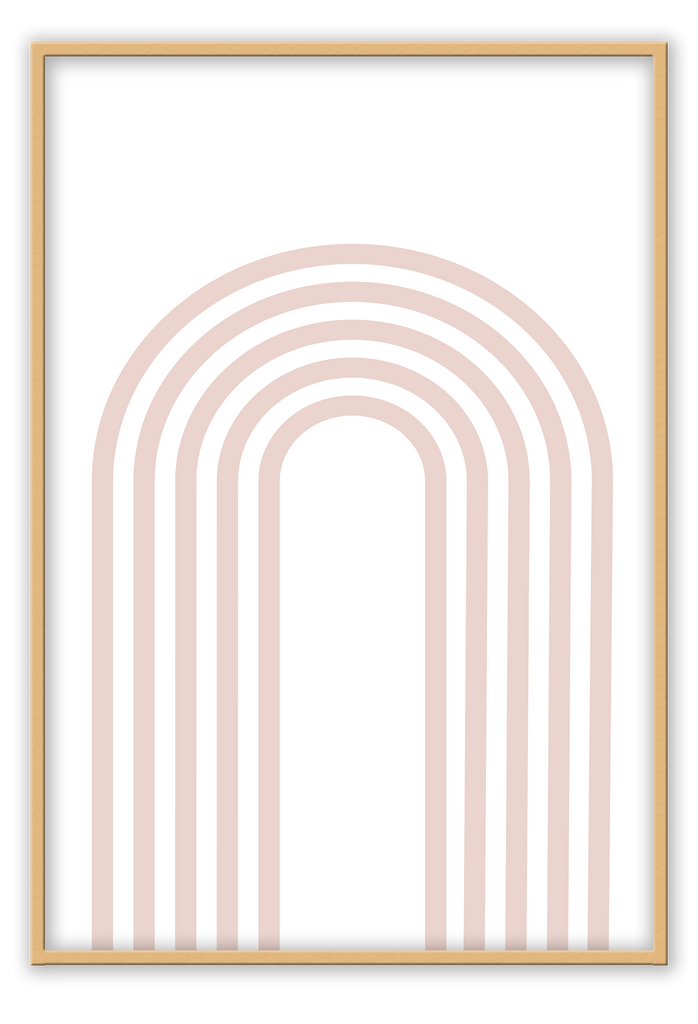 Abstract minimal scandi pink and white background symmetrical lines forming archway