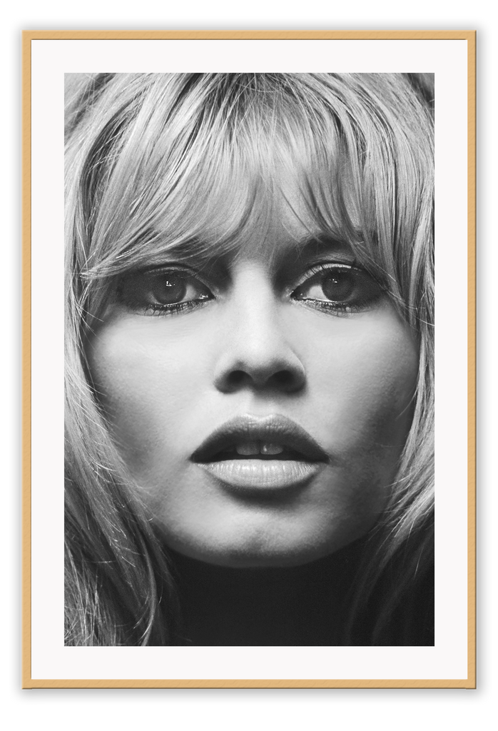 A black and white fashion wall art with iconic fashion model Brigitte Bardot. 