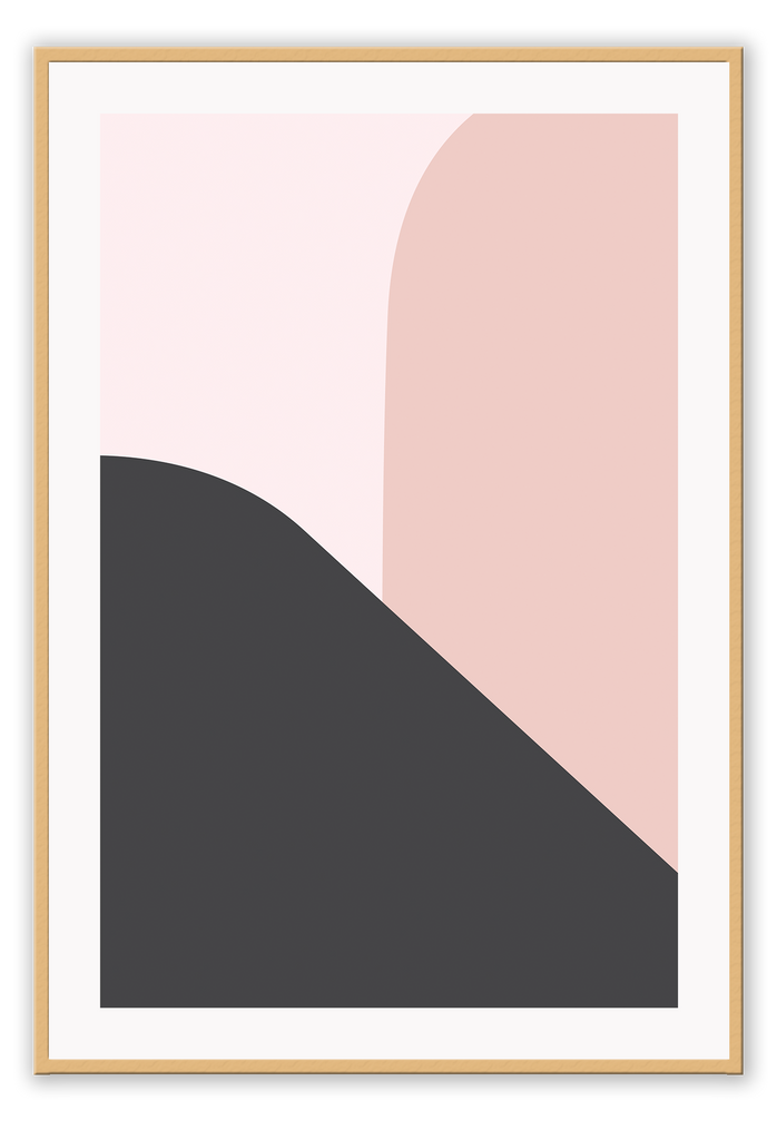 Pink and grey pastel minimal geometric print with abstract modern style portrait