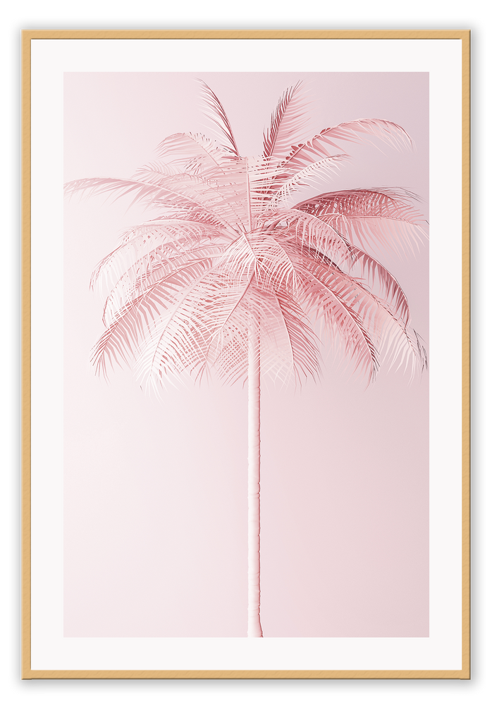 Photography natural print bright pastel pink palm tree portrait girly