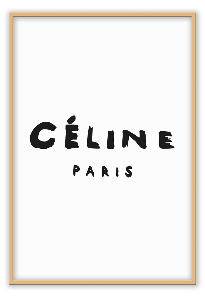 celine paris print typography fashion black text and white background. 