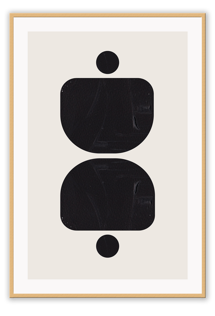Geometric print minimal modern black shapes symmetry on beige background portrait 