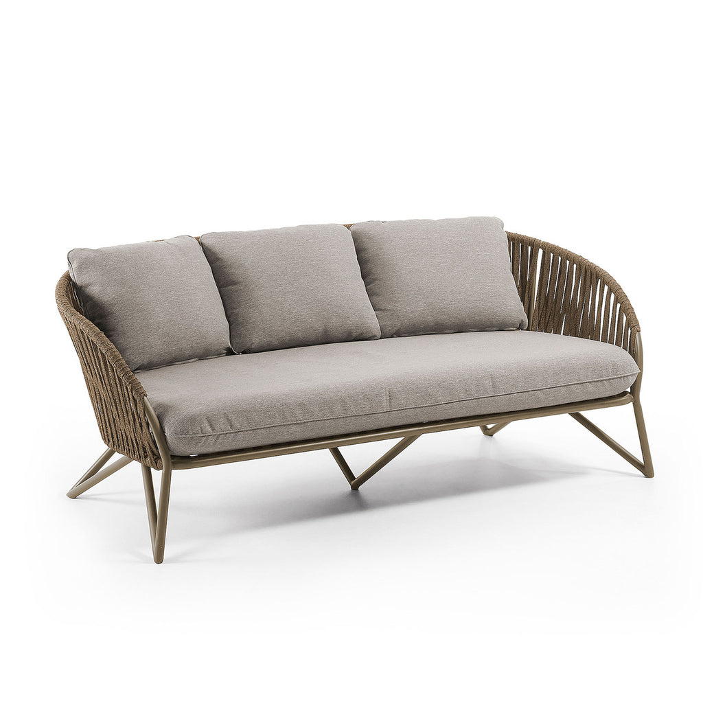 Brown outdoor sofa made of cord