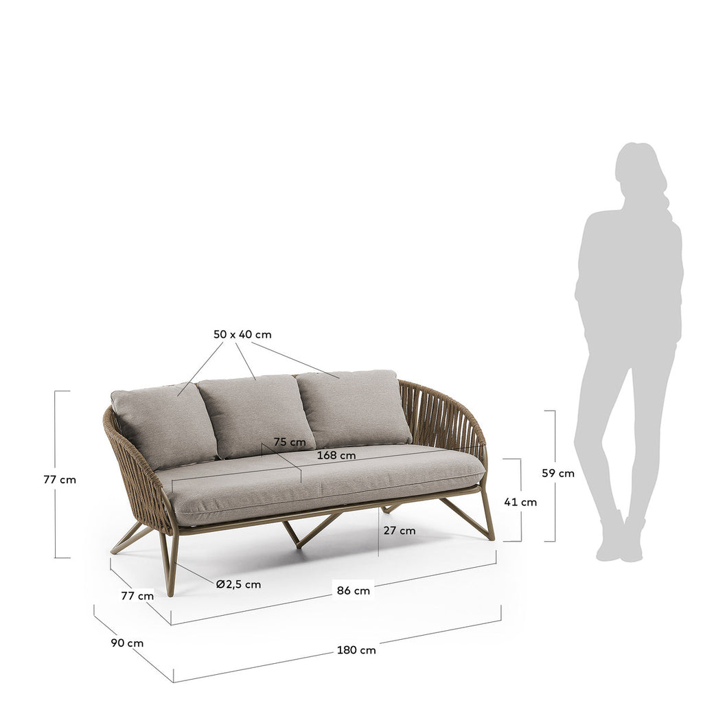 Brown outdoor sofa made of cord