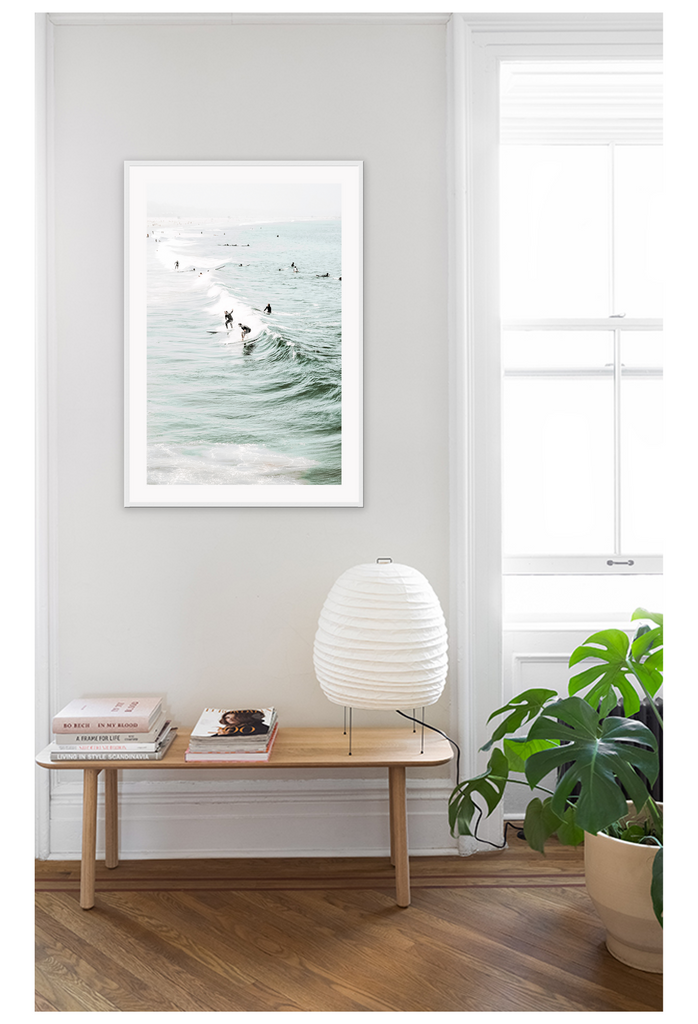 Ocean sea waves surfing and white wash summer portrait busy beach 